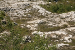 Fragment kamieniołomu z widocznymi formami powstałymi podczas uwodnienia anhydrytu.